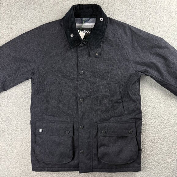 Barbour Jacket Men Medium Navy Blue Winter Bedale Waterproof Padded Quilted Coat - Picture 2 of 12